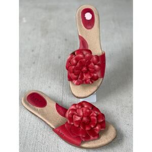 BOC Women’s US 8M | EU 39 Pink Leather 3D Flower Slip On Slide Sandals Like New